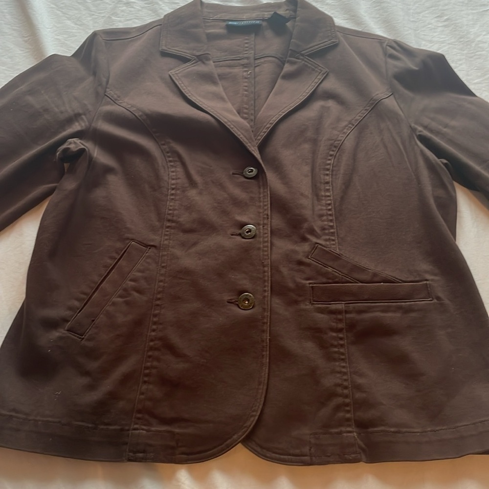 Relativity Brown Cotton Blazer. Size Large - Picture 2 of 6